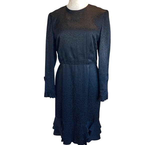 Carolina Herrera Womens Dress Size S Black Jacquard Ruffle Trim Vintage - Picture 16 of 16